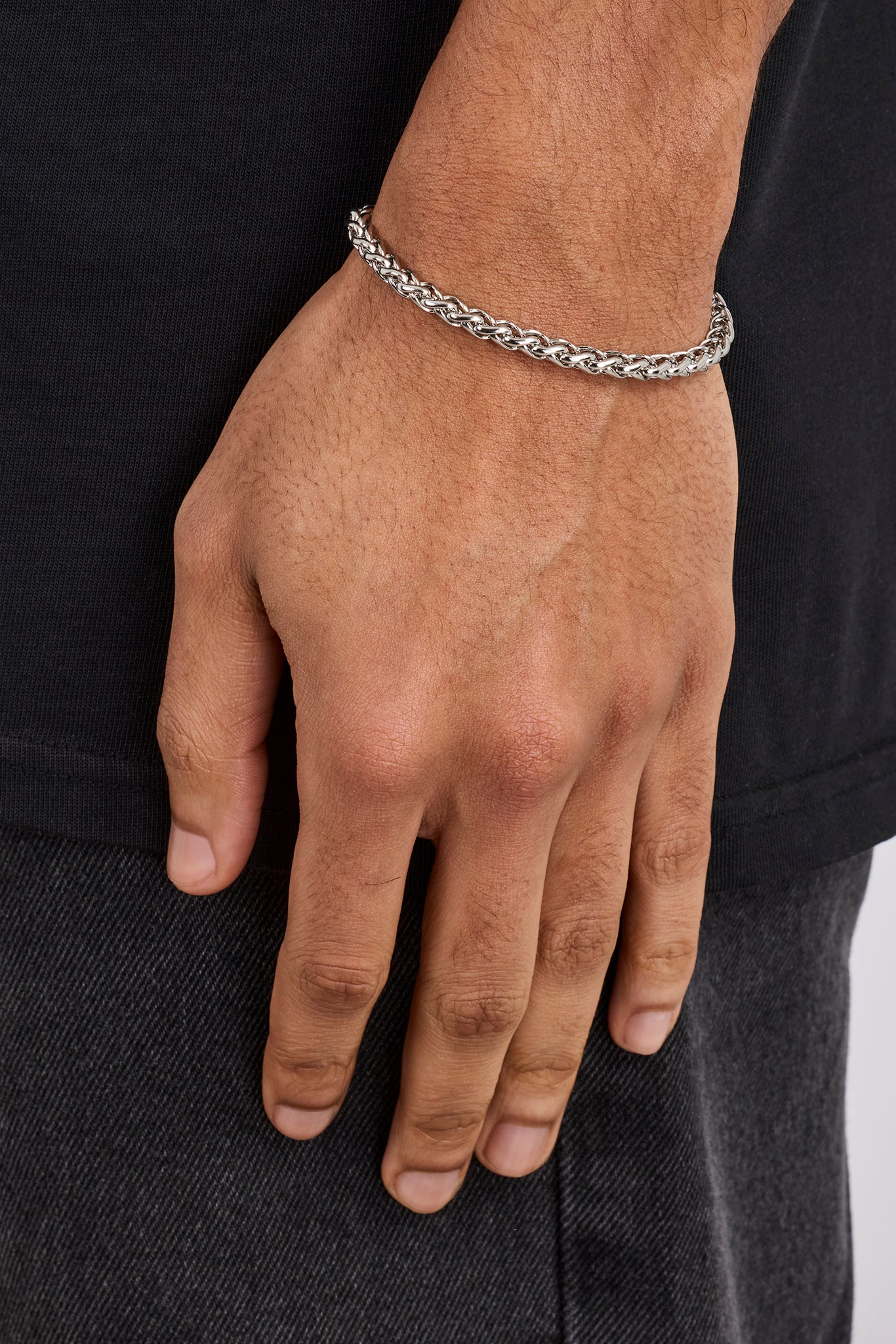 Poliertes Weizengliederarmband – 5 mm – Weiß